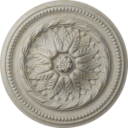 Ekena Millwork Wigan Ceiling Medallion, Hand-Painted Pot of Cream Crackle, 16"OD x 2 1/4"P CM16WGPCC